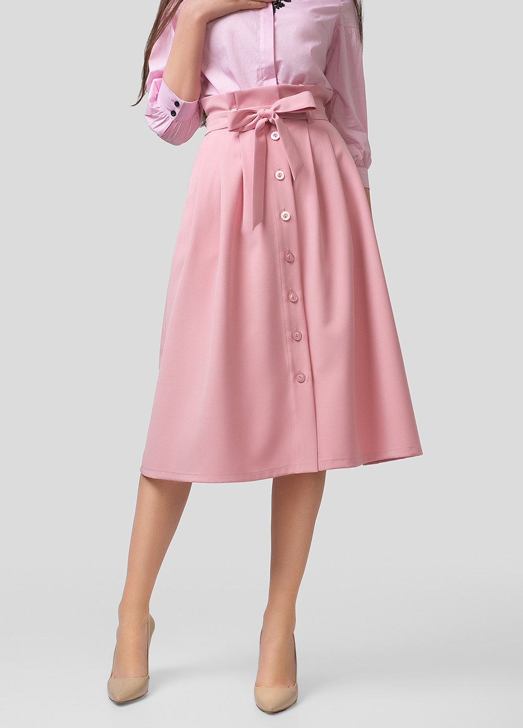 Розовая кэжуал однотонная юбка Azuri с высокой талией