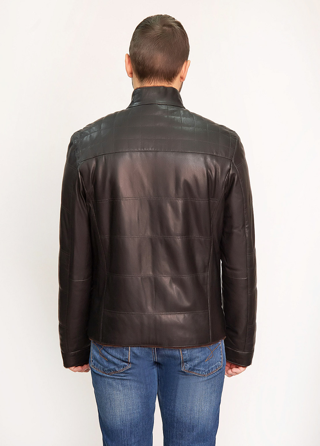 Темно-коричнева зимня куртка шкіряна Fabio Monti