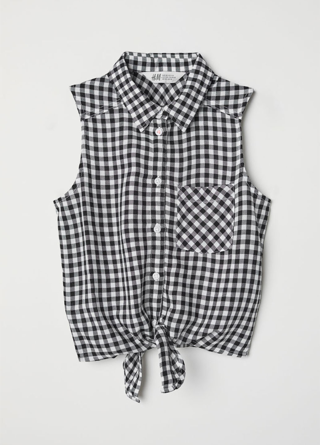Блуза H&M без рукава клітинка чорно-біла кежуал