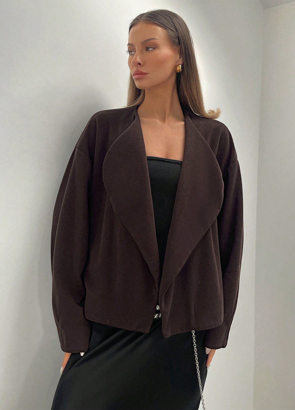 Темно-коричневый демисезонный кардиган SHEIN