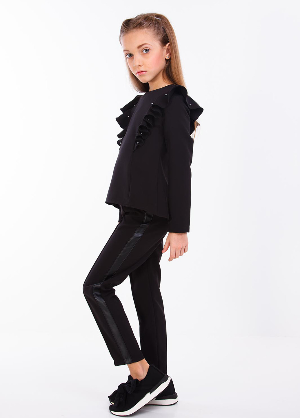 Черные кэжуал демисезонные со средней талией брюки Sofia Shelest