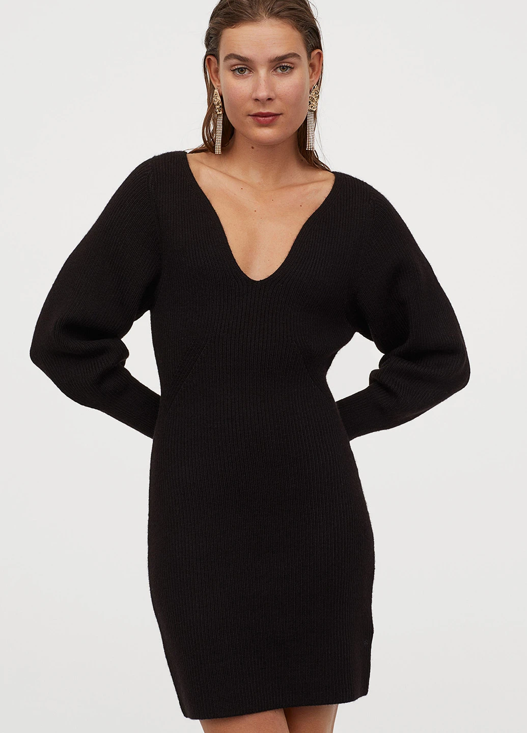 Черное кэжуал платье H&M однотонное