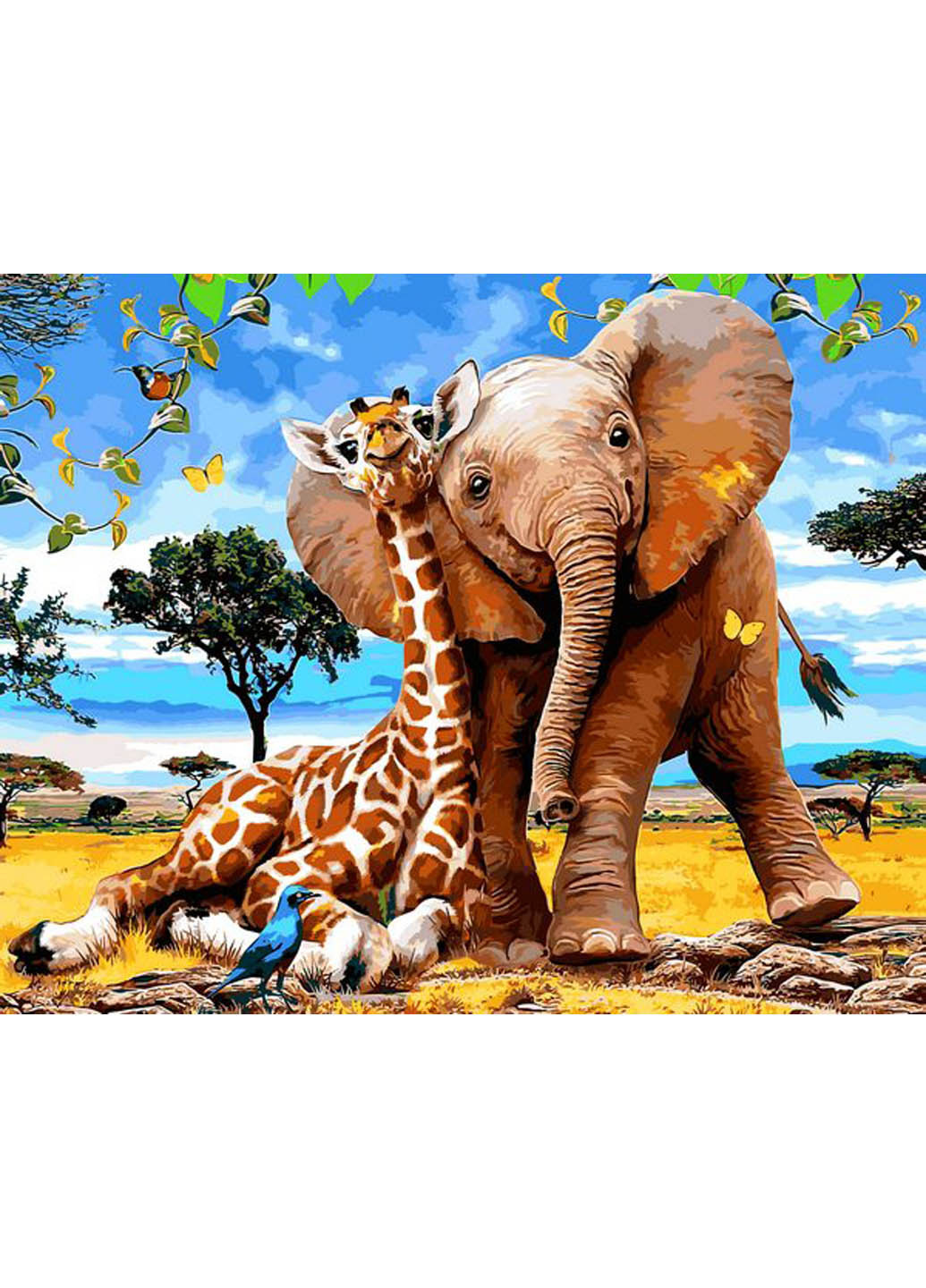 Картина по номерам Слоненок и жираф Babylon комбинированные