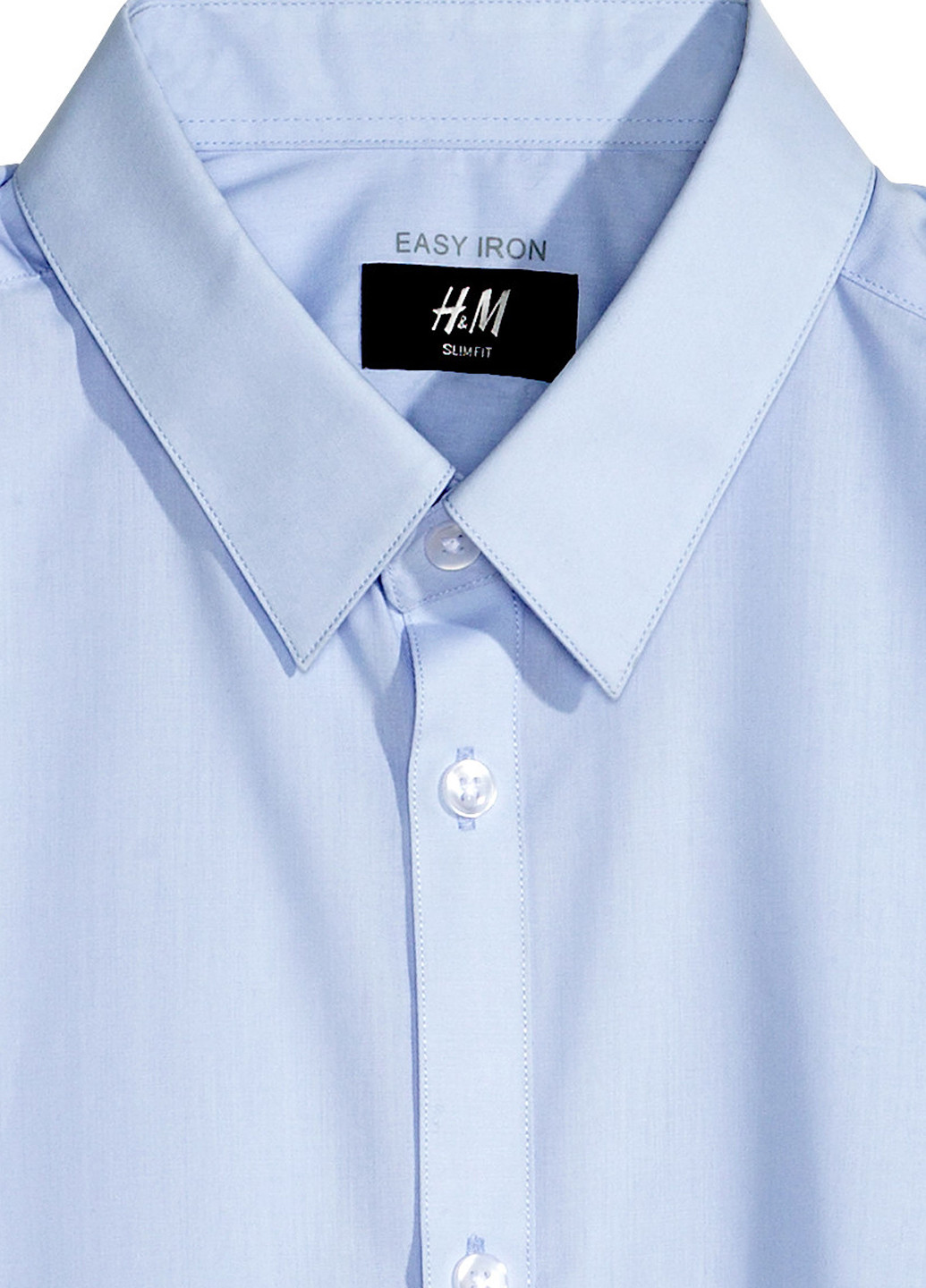 Сорочка H&M однотонна блакитна кежуал поліестер