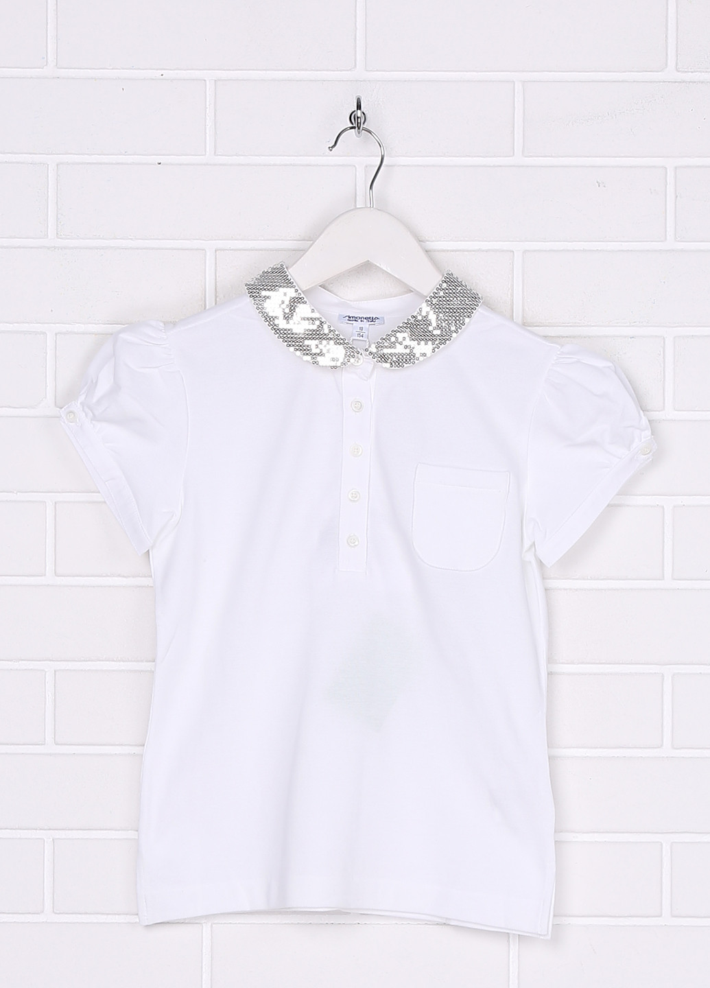 Белая детская футболка-поло для девочки Simonetta однотонная