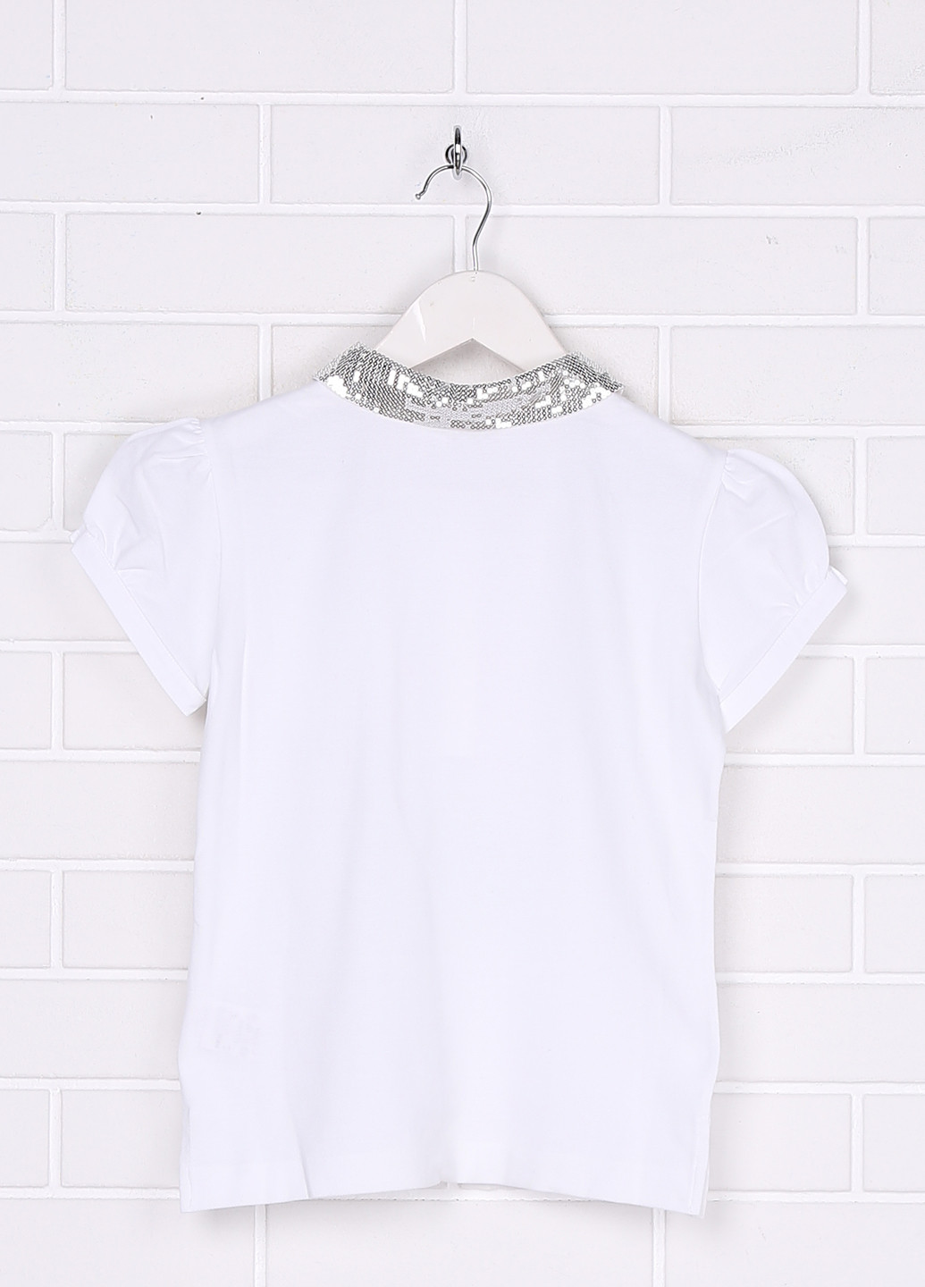 Белая детская футболка-поло для девочки Simonetta однотонная