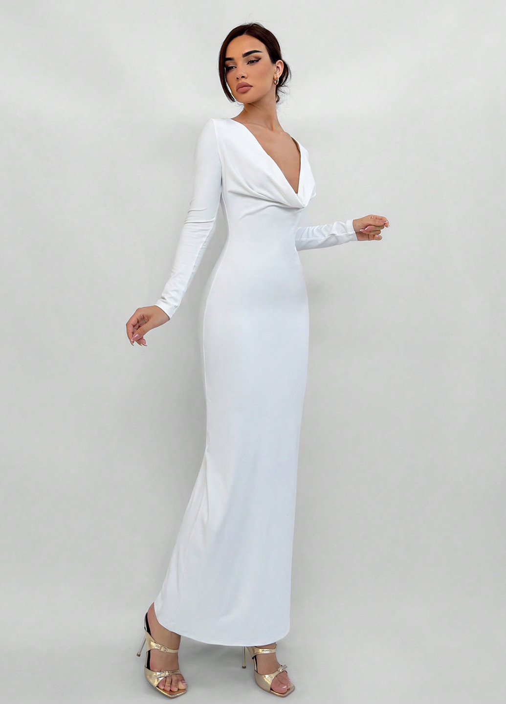 Белое вечернее платье силуэтная SHEIN однотонное