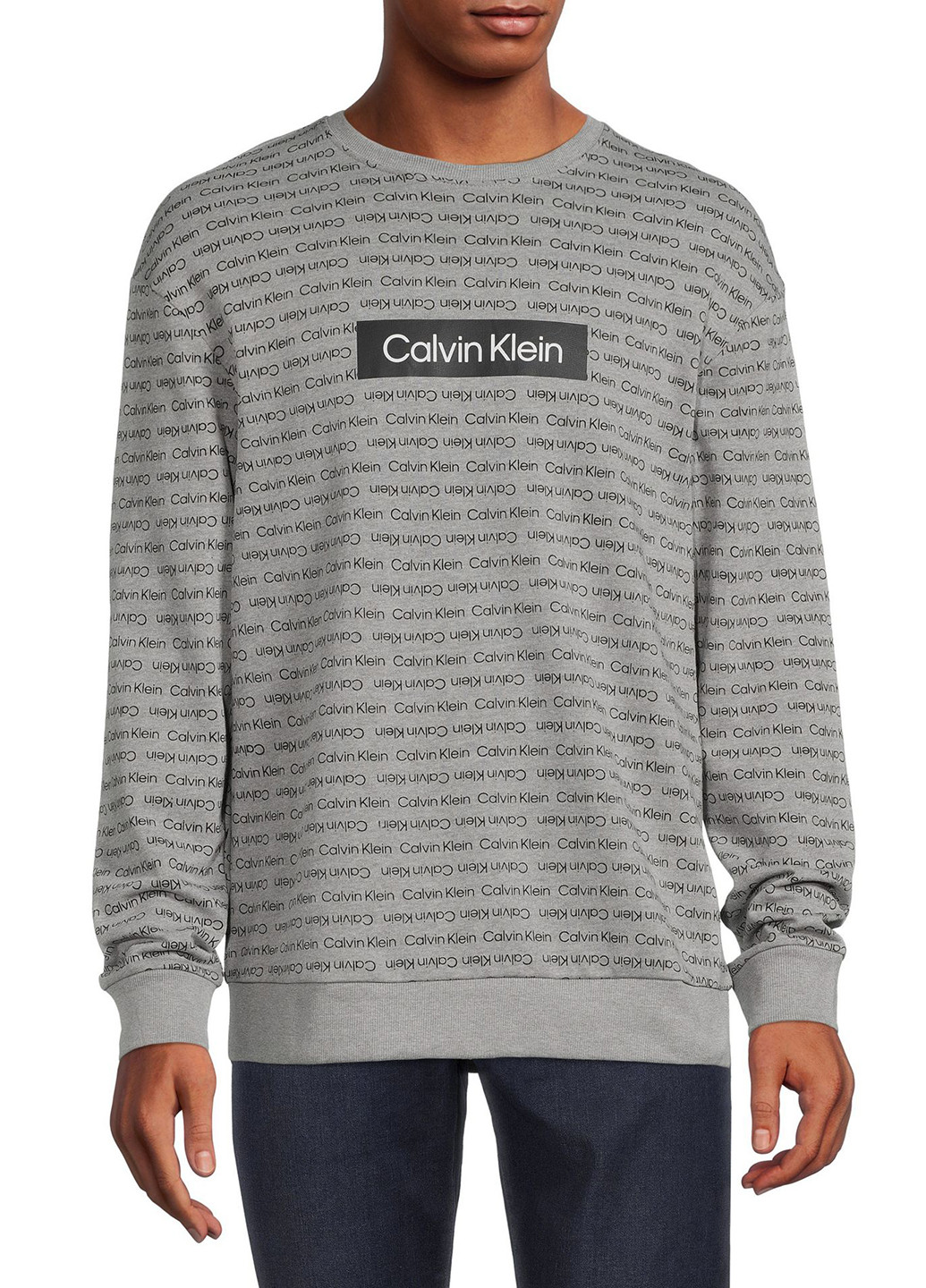 Свитшот Calvin Klein - Прямой крой надпись серый кэжуал трикотаж, хлопок - (258205838)