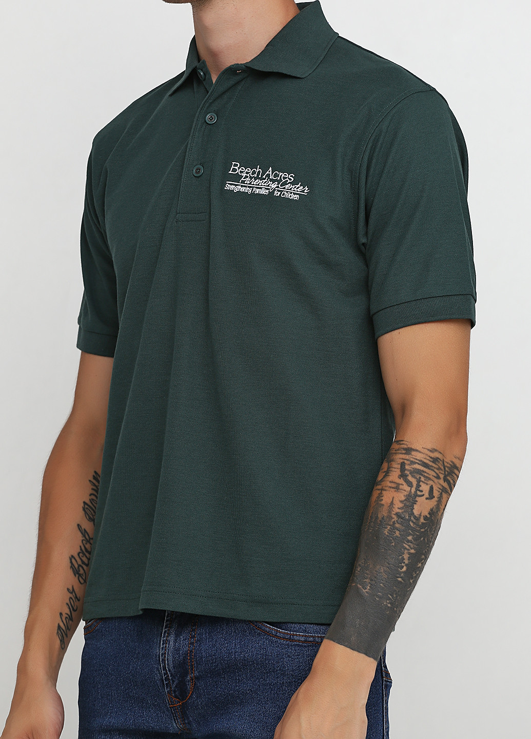 Зеленая футболка-поло для мужчин PORT с надписью
