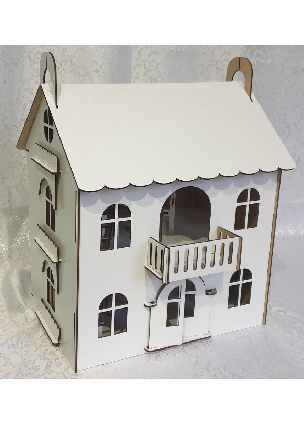 Трехэтажный кукольный домик для игрушек ручной работы из дерева с массандрой для ребенка с мебелью 49х21х50 см (473129-Prob) Unbranded (253918803)
