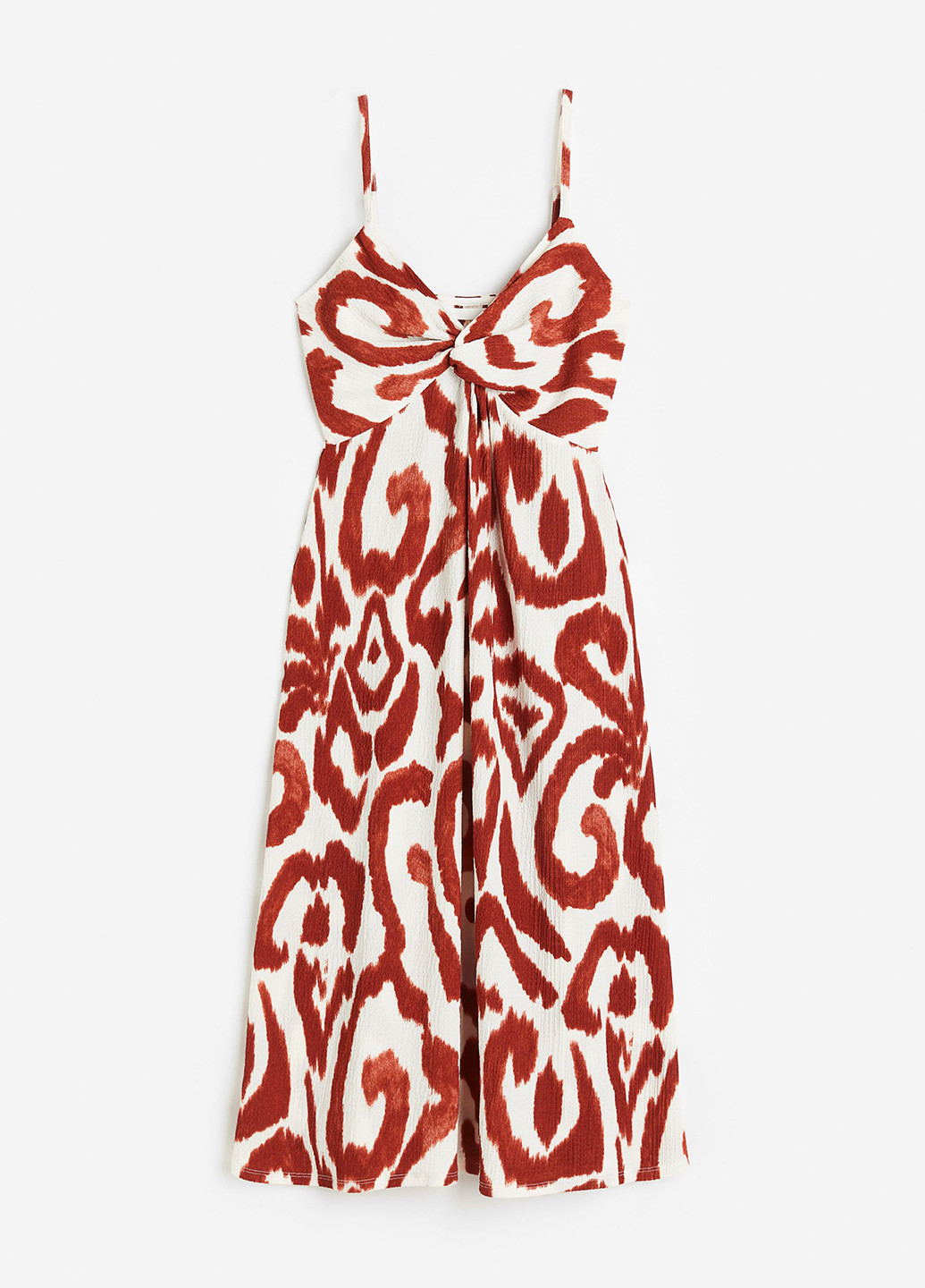 Коричневое кэжуал платье H&M с абстрактным узором