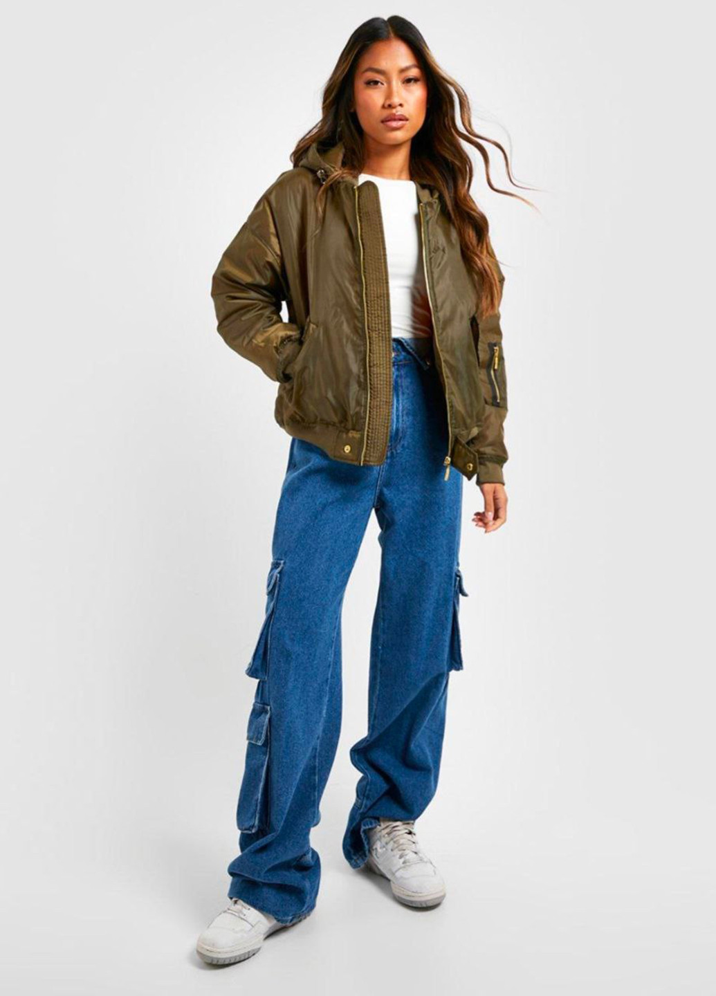 Оливкова (хакі) демісезонна куртка Boohoo