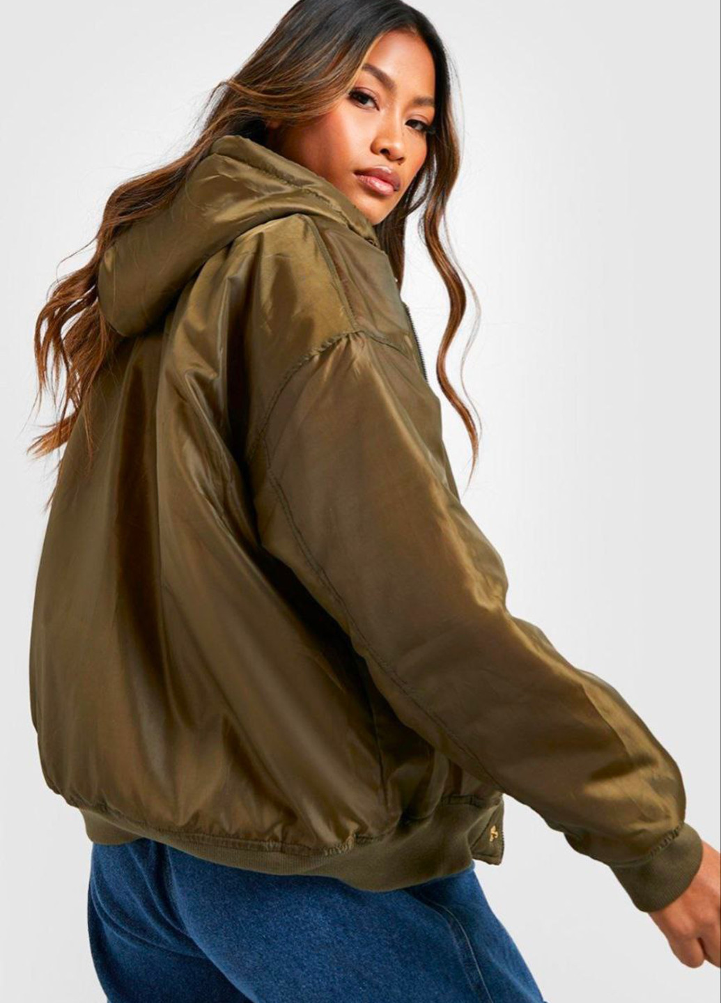 Оливкова (хакі) демісезонна куртка Boohoo