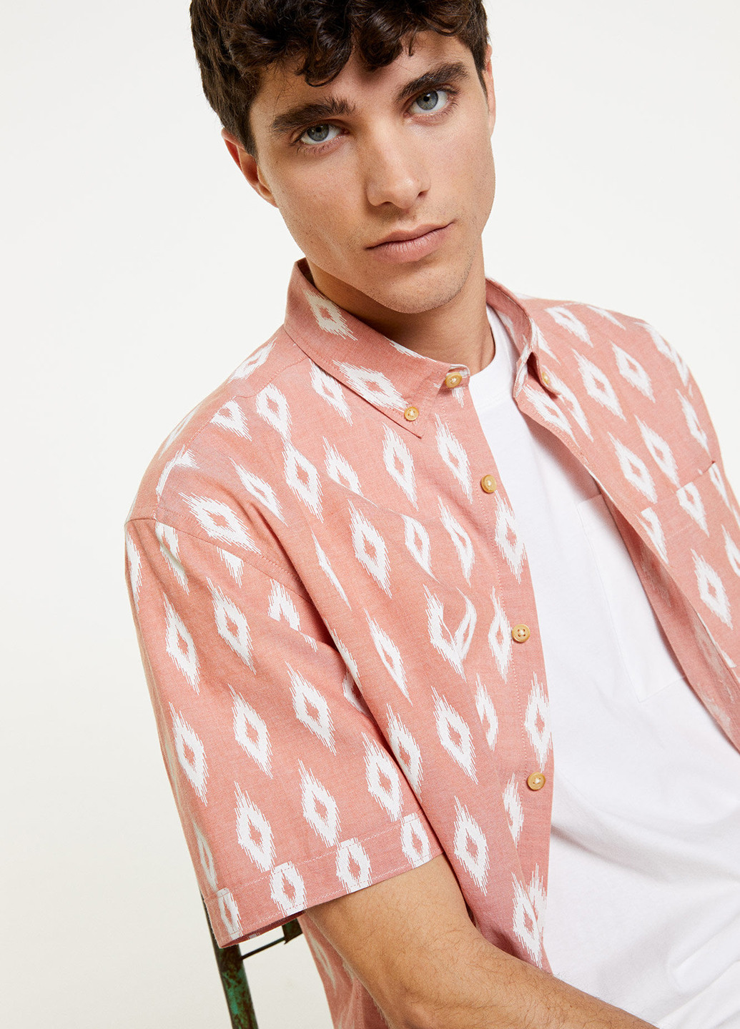 Светло-розовая кэжуал рубашка с геометрическим узором Springfield