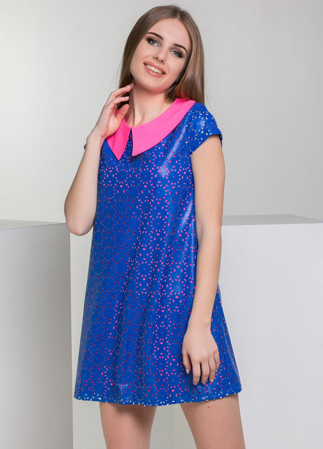 Синее кэжуал платье Azuri с геометрическим узором
