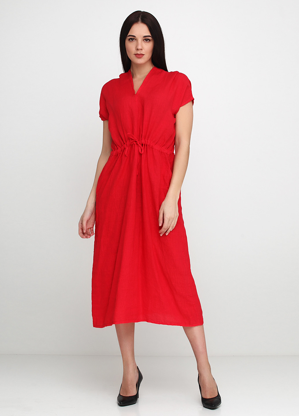 Красное кэжуал платье Puro Lino однотонное