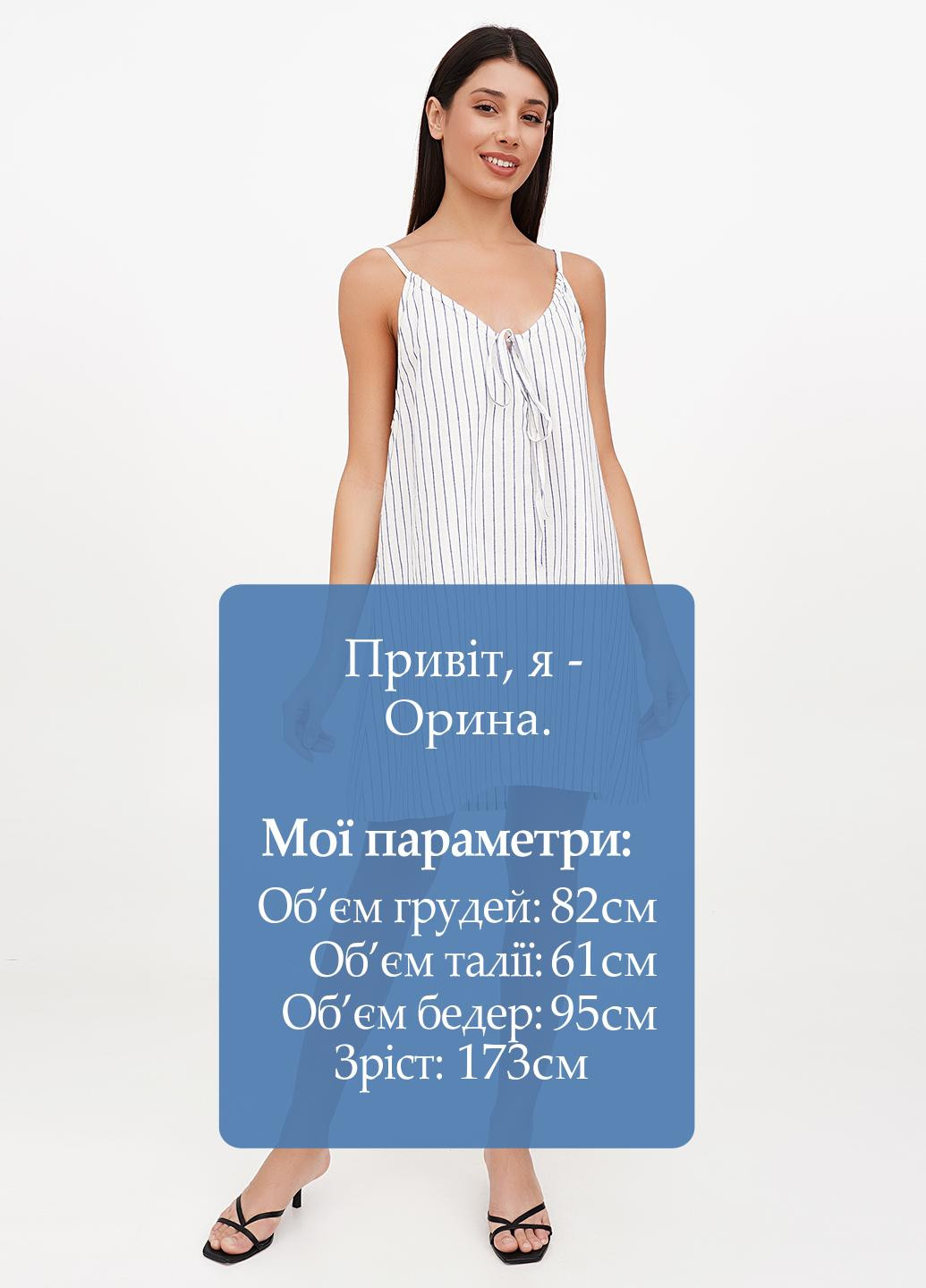 Белое кэжуал платье а-силуэт J.Crew в полоску