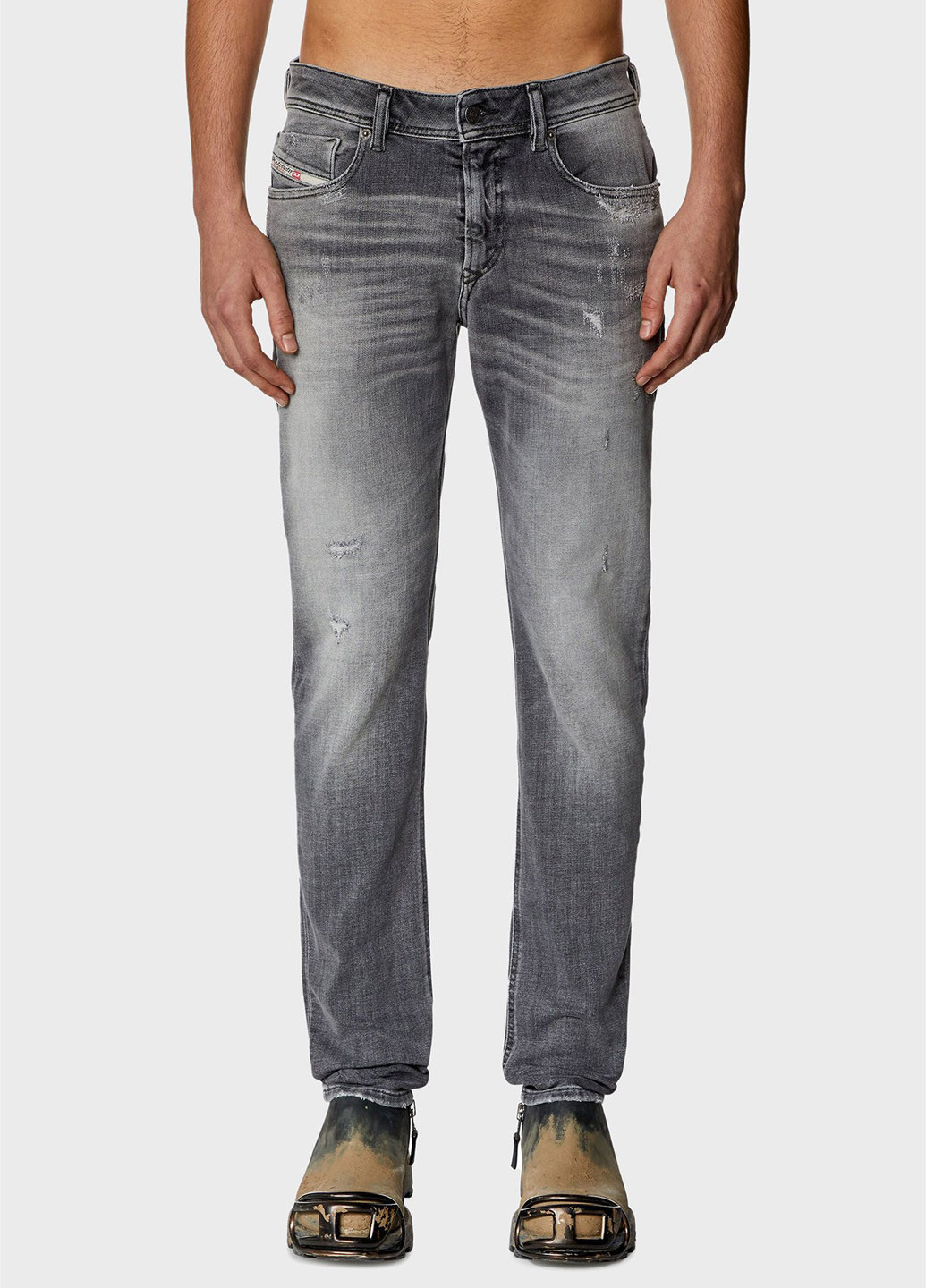 Серые демисезонные регюлар фит джинсы Diesel