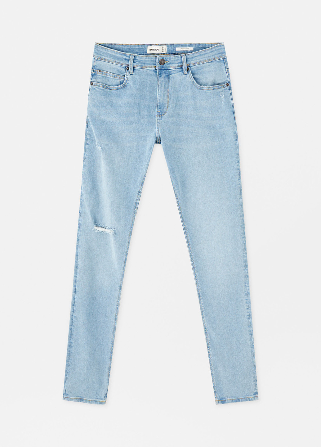 Голубые демисезонные скинни джинсы Pull&Bear