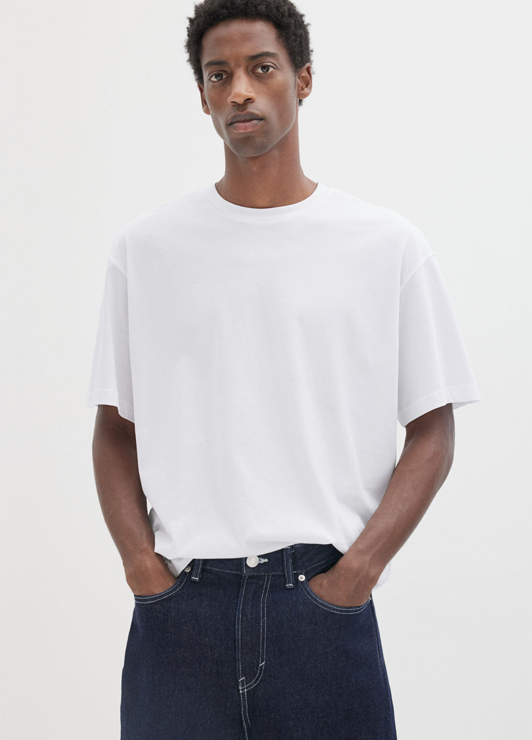 Белая футболка оверсайз H&M