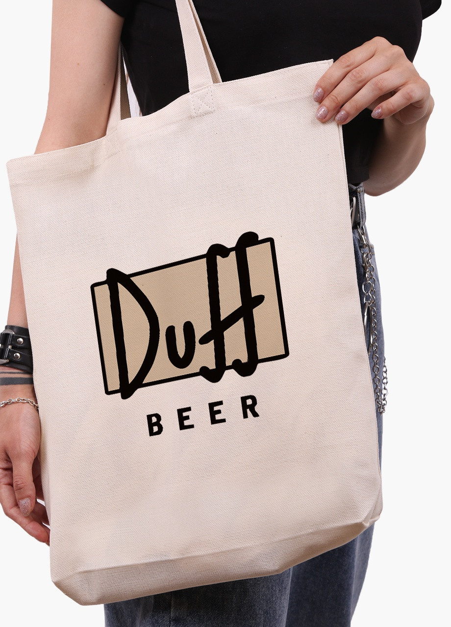Эко сумка шоппер белая Симпсоны Дафф (The Simpsons Duff Beer) (9227-1995-WTD) Еко сумка шоппер біла 41*39*8 см MobiPrint (215943900)