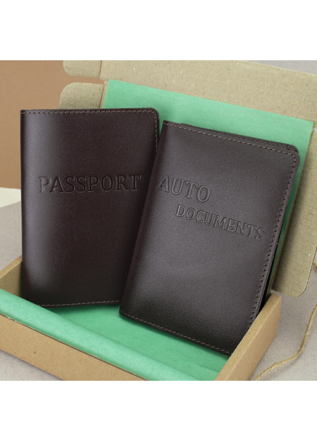 Подарунковий набір №22: обкладинка на паспорт + обкладинка права (коричневий матовий) HandyCover (250603779)