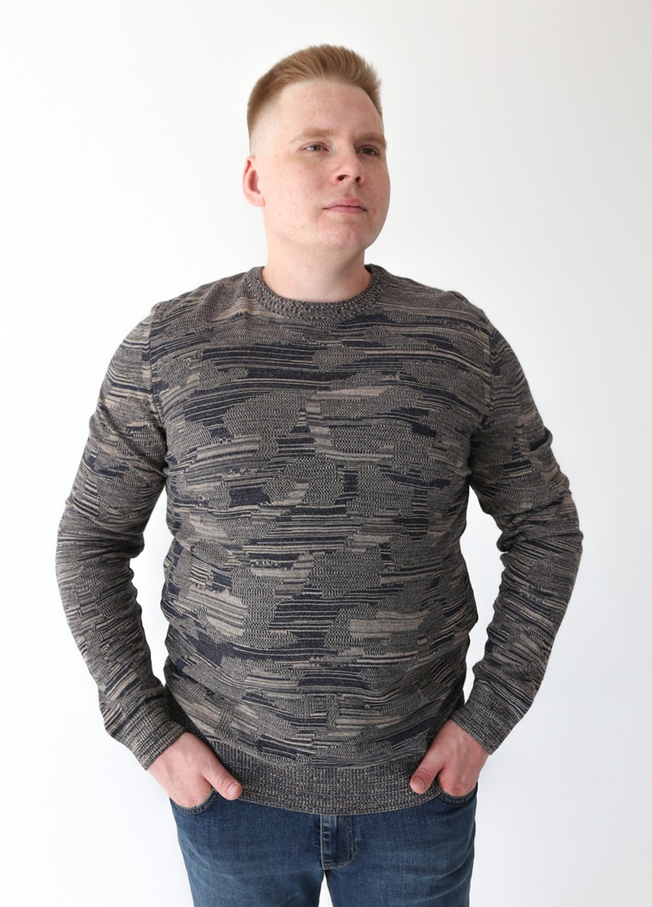 Коричневий зимовий светр чоловічий коричневий тонкий великий розмір JEANSclub Прямой