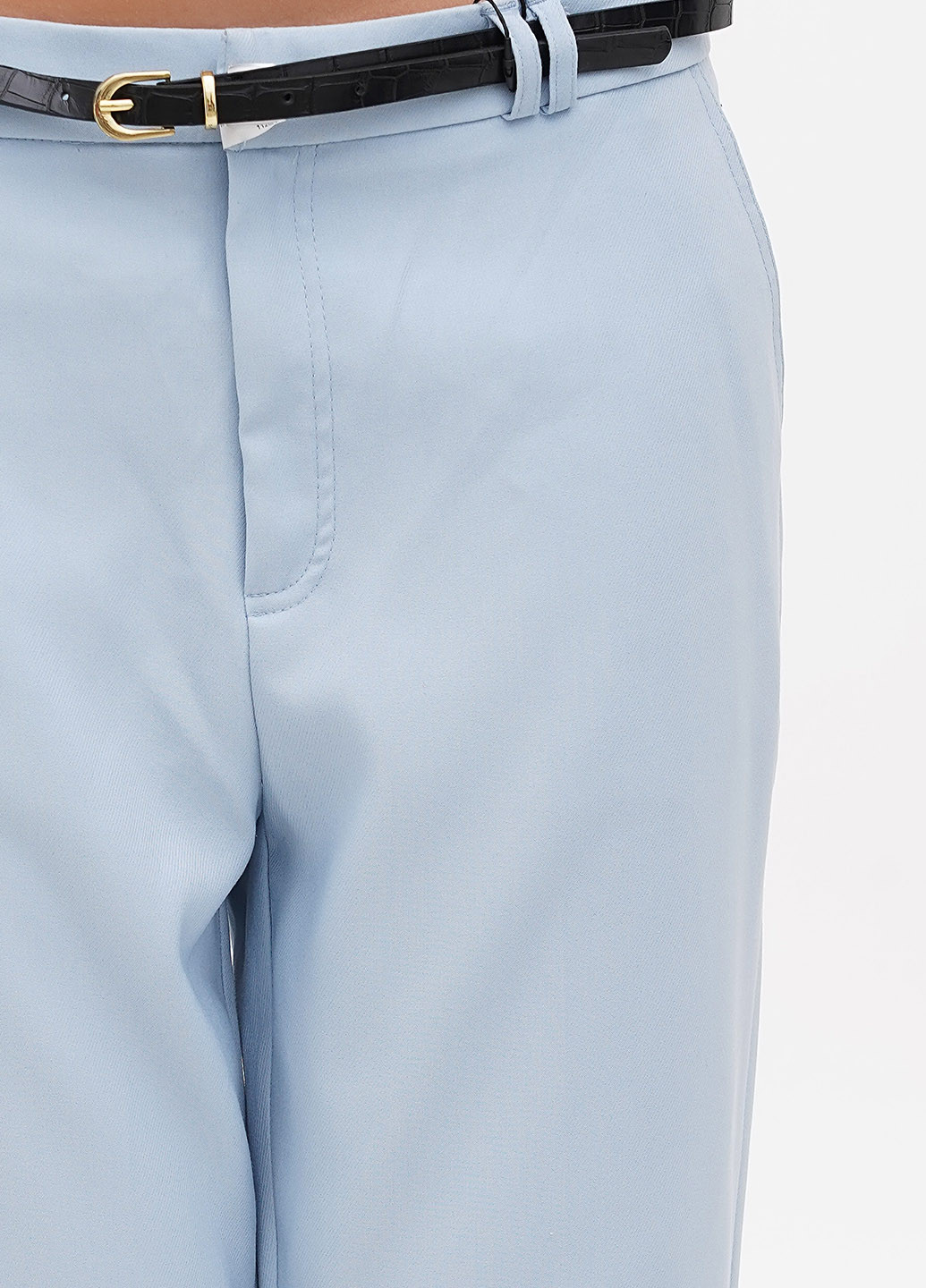 Голубые кэжуал летние прямые, укороченные брюки Stradivarius