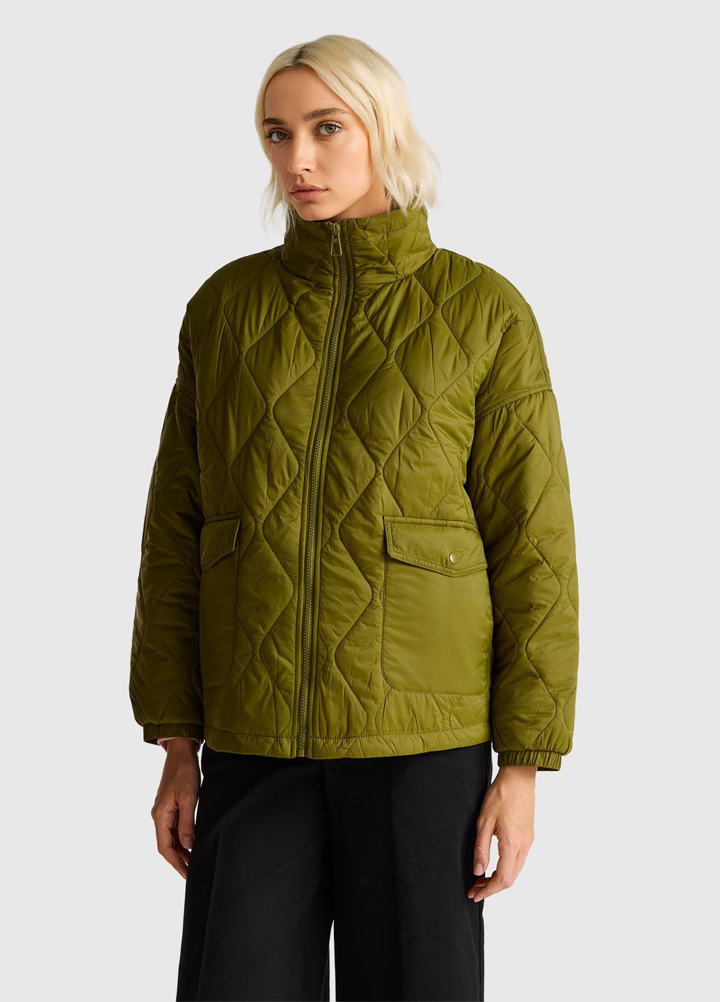 Оливкова (хакі) демісезонна куртка куртка-лайнер United Colors of Benetton