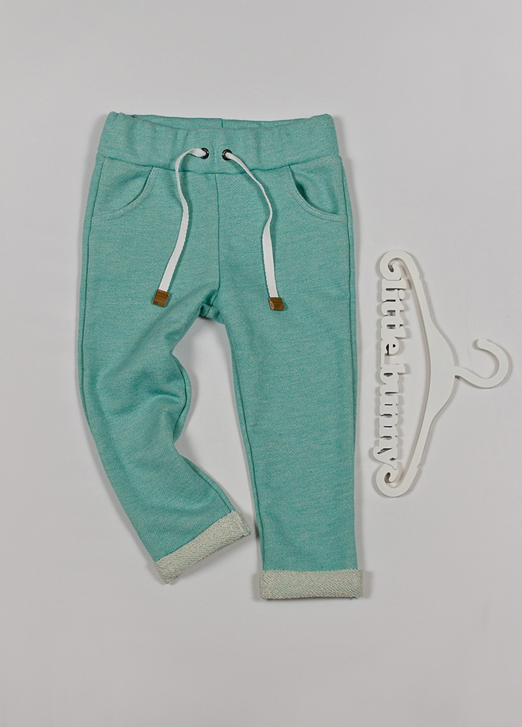 Зеленые кэжуал демисезонные со средней талией брюки Little Bunny
