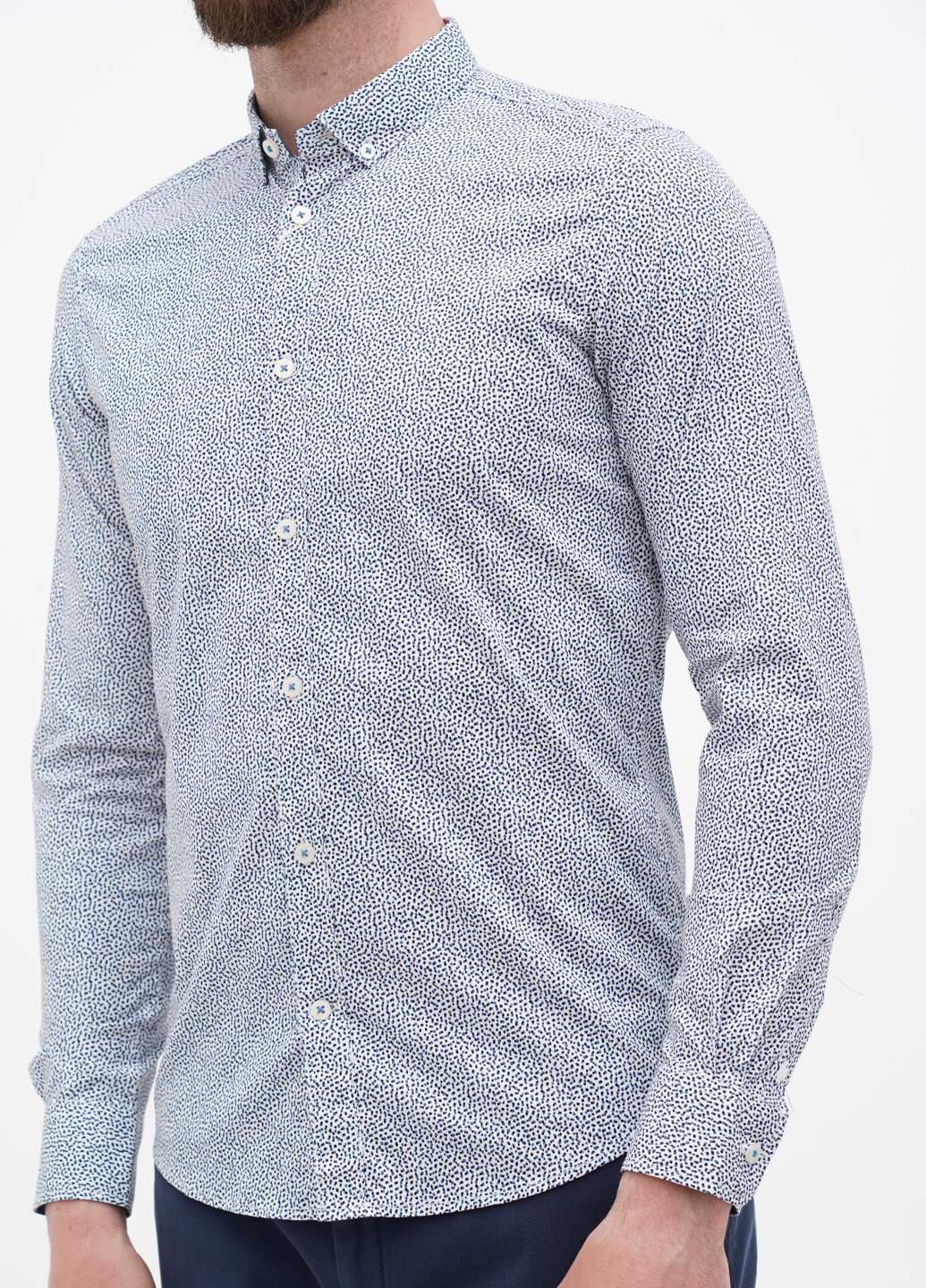 Белая кэжуал, классическая рубашка с абстрактным узором Tom Tailor
