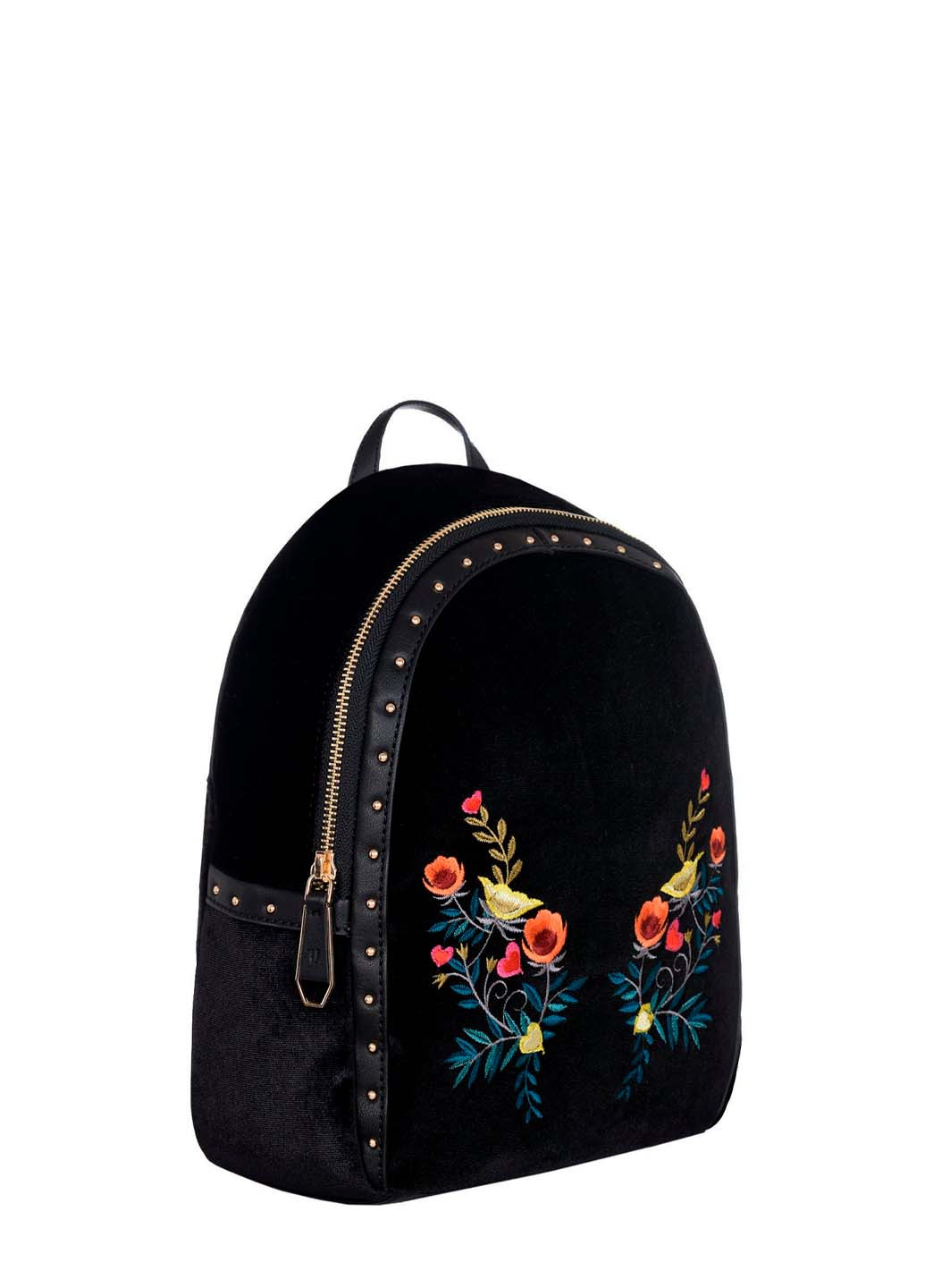 Жіночий чорний оксамитовий рюкзак з вишивкою Trussardi Jeans (251807601)