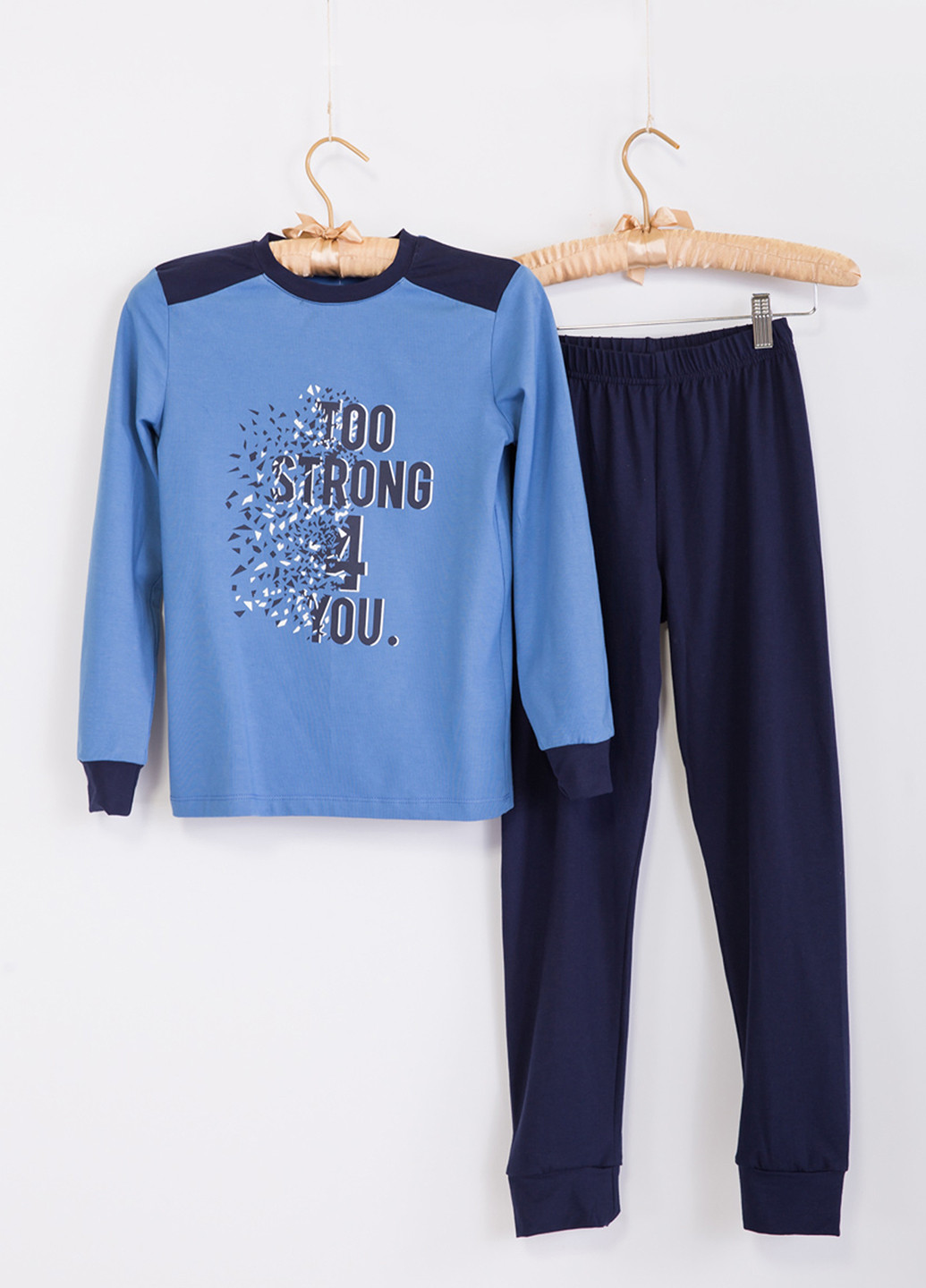 Голубая всесезон пижама (лонгслив, брюки) Фабрика наш одяг