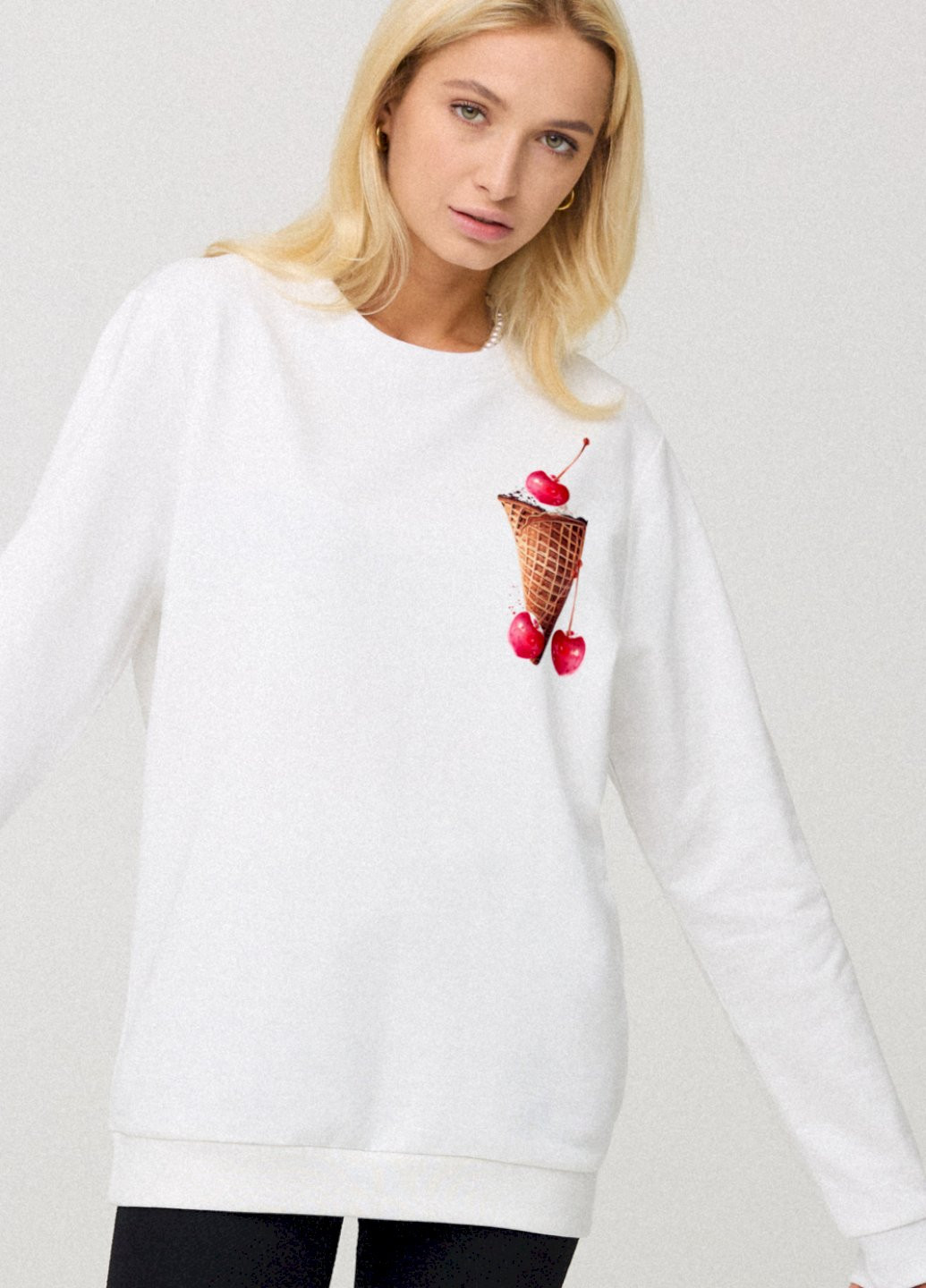 Білий свитшот женский oversize /no flis/ YAPPI (254658836)