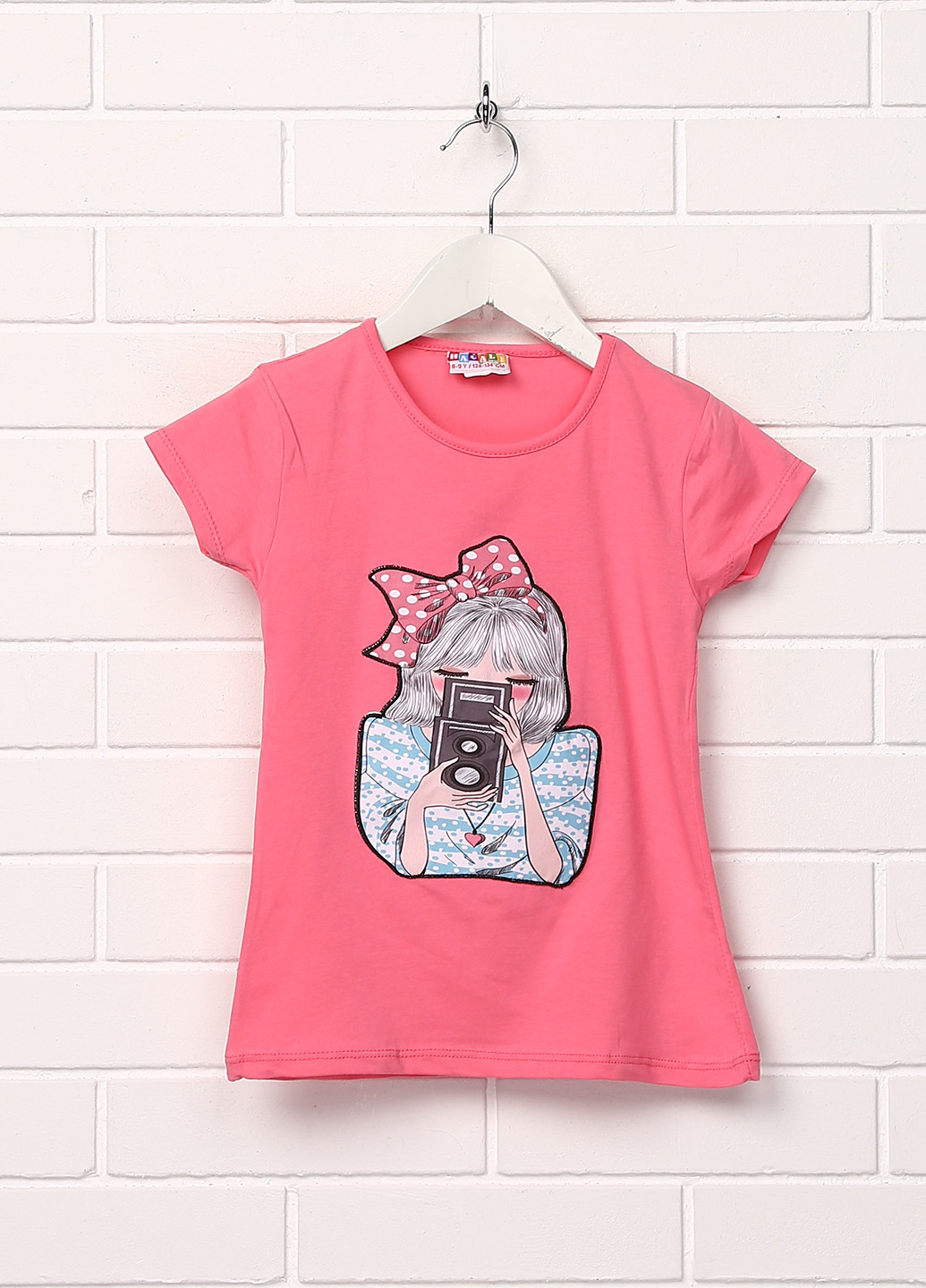 Темно-рожева літня футболка з коротким рукавом Hacali Kids