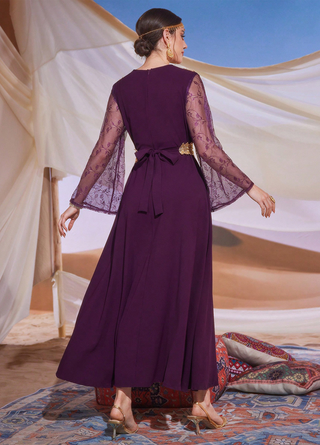 Малинова вечірня сукня а-силует SHEIN однотонна