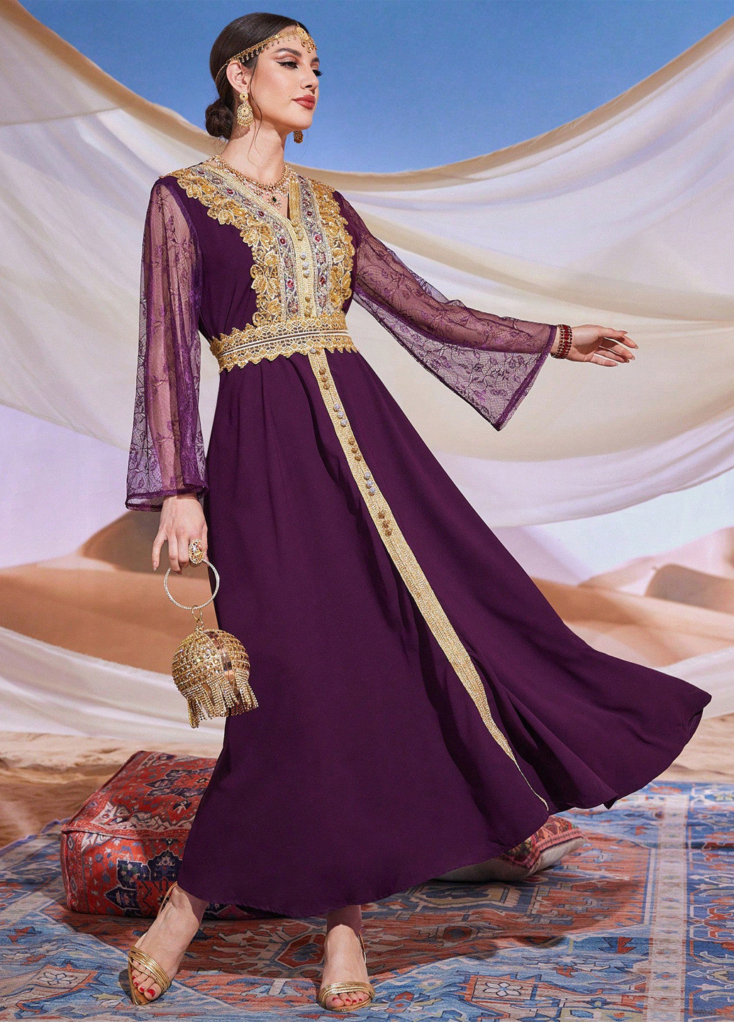 Малинова вечірня сукня а-силует SHEIN однотонна