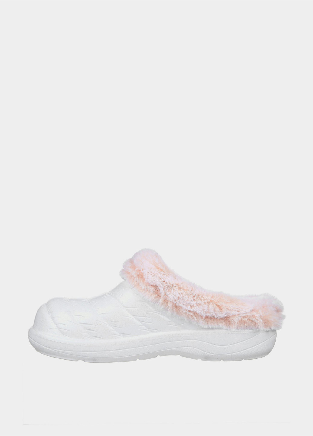 Белые тапочки Skechers с мехом, с тиснением