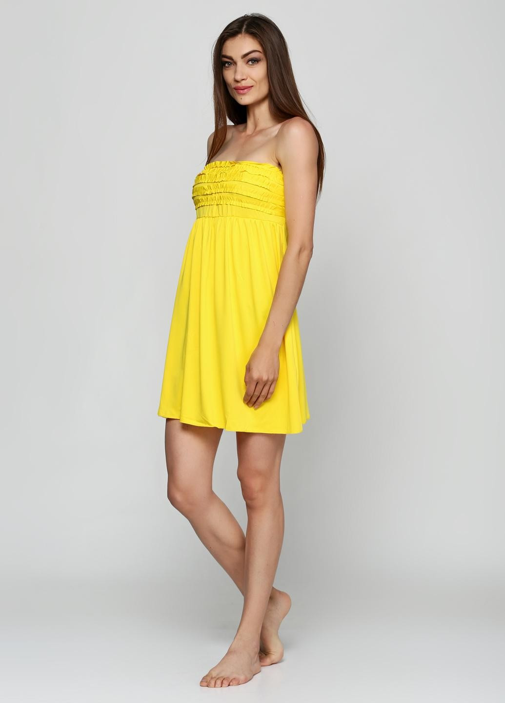 Желтое пляжное платье No Brand однотонное