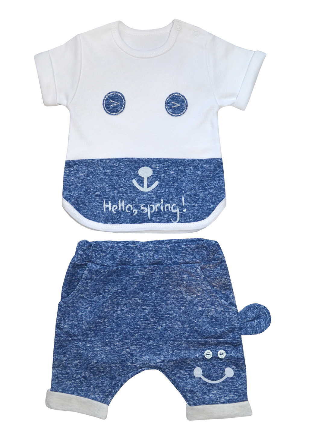 Синий летний костюм (футболка, шорты) с коротким рукавом BabiesBerries