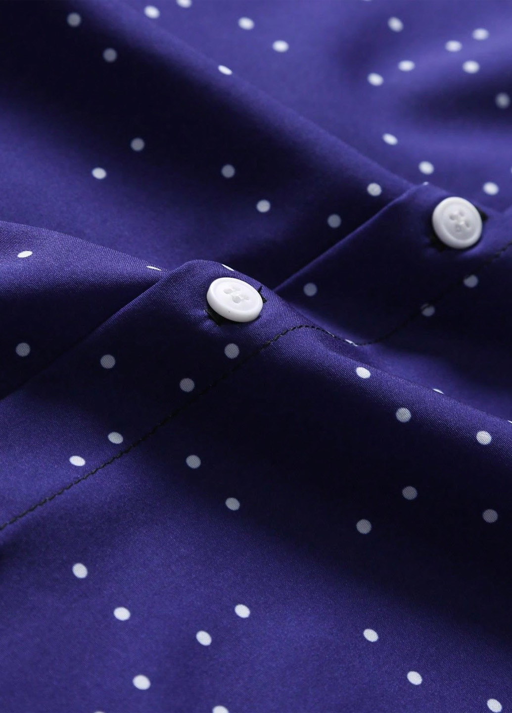 Темно-синяя кэжуал, классическая рубашка в горошек SHEIN