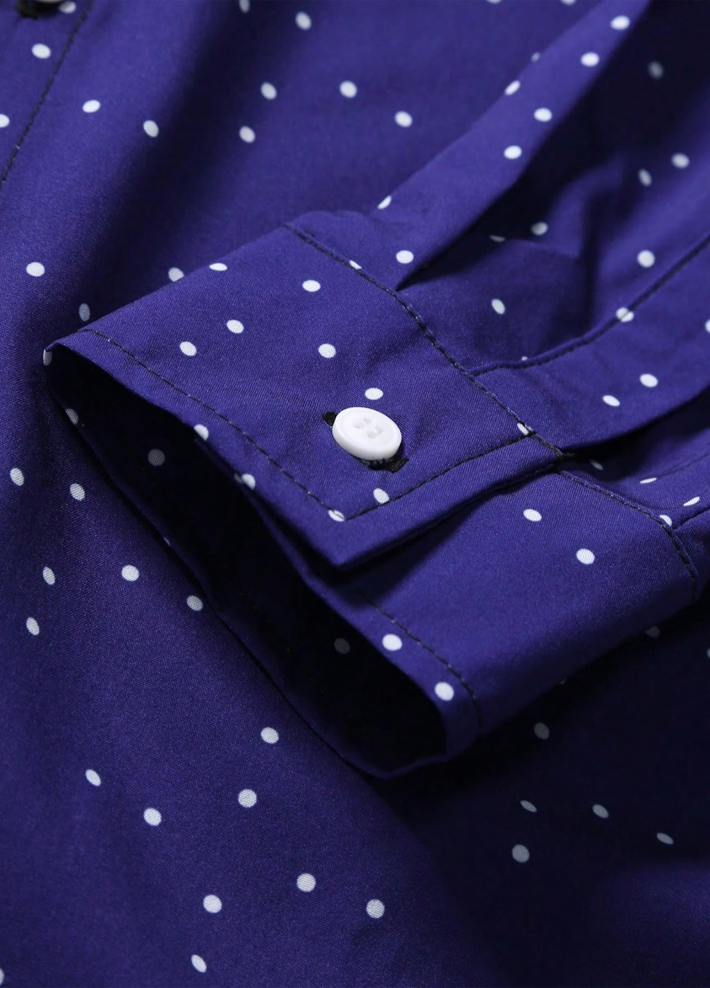 Темно-синяя кэжуал, классическая рубашка в горошек SHEIN