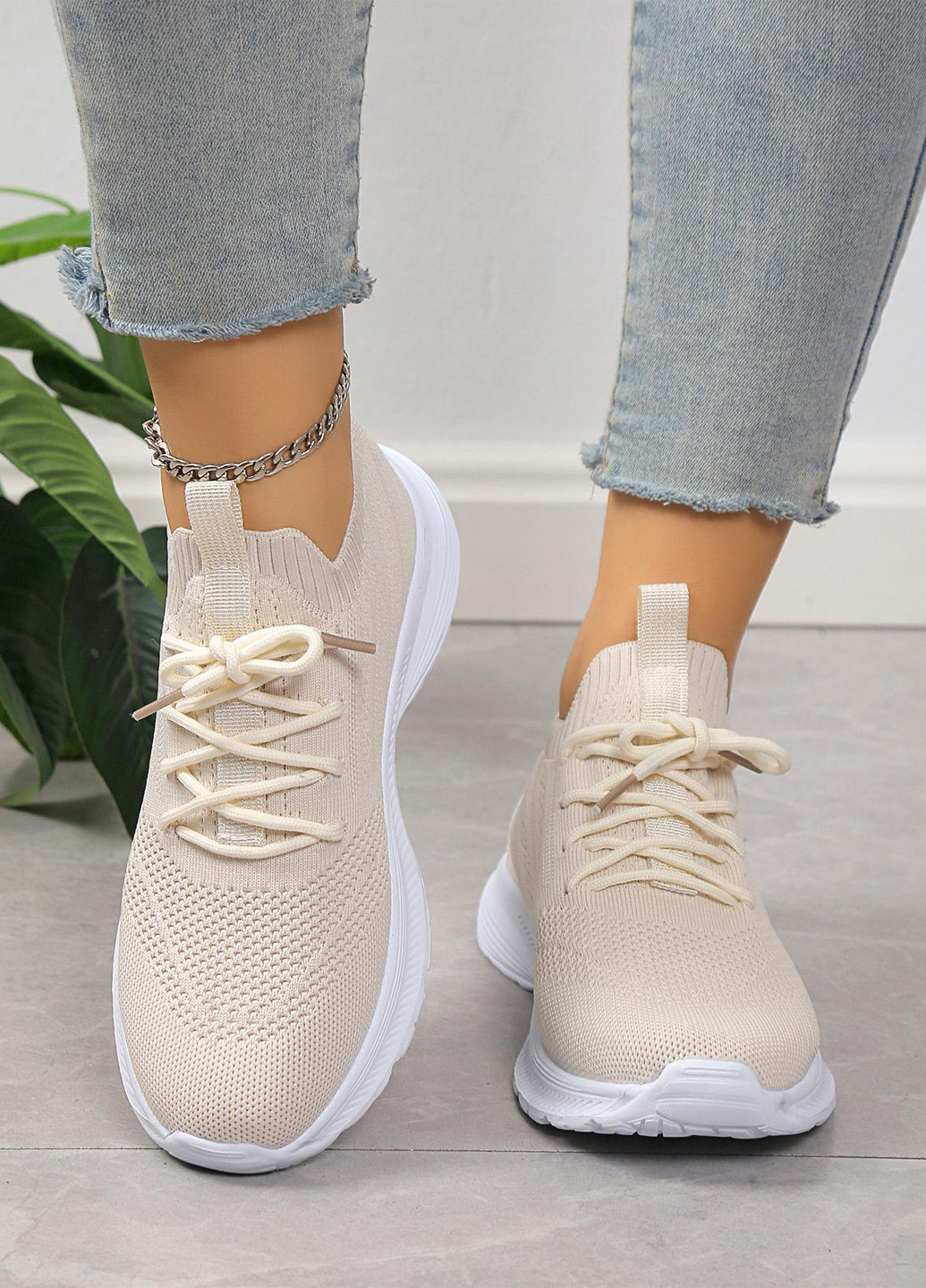 Кроссовки SHEIN бежевые демисезоны (365957446)