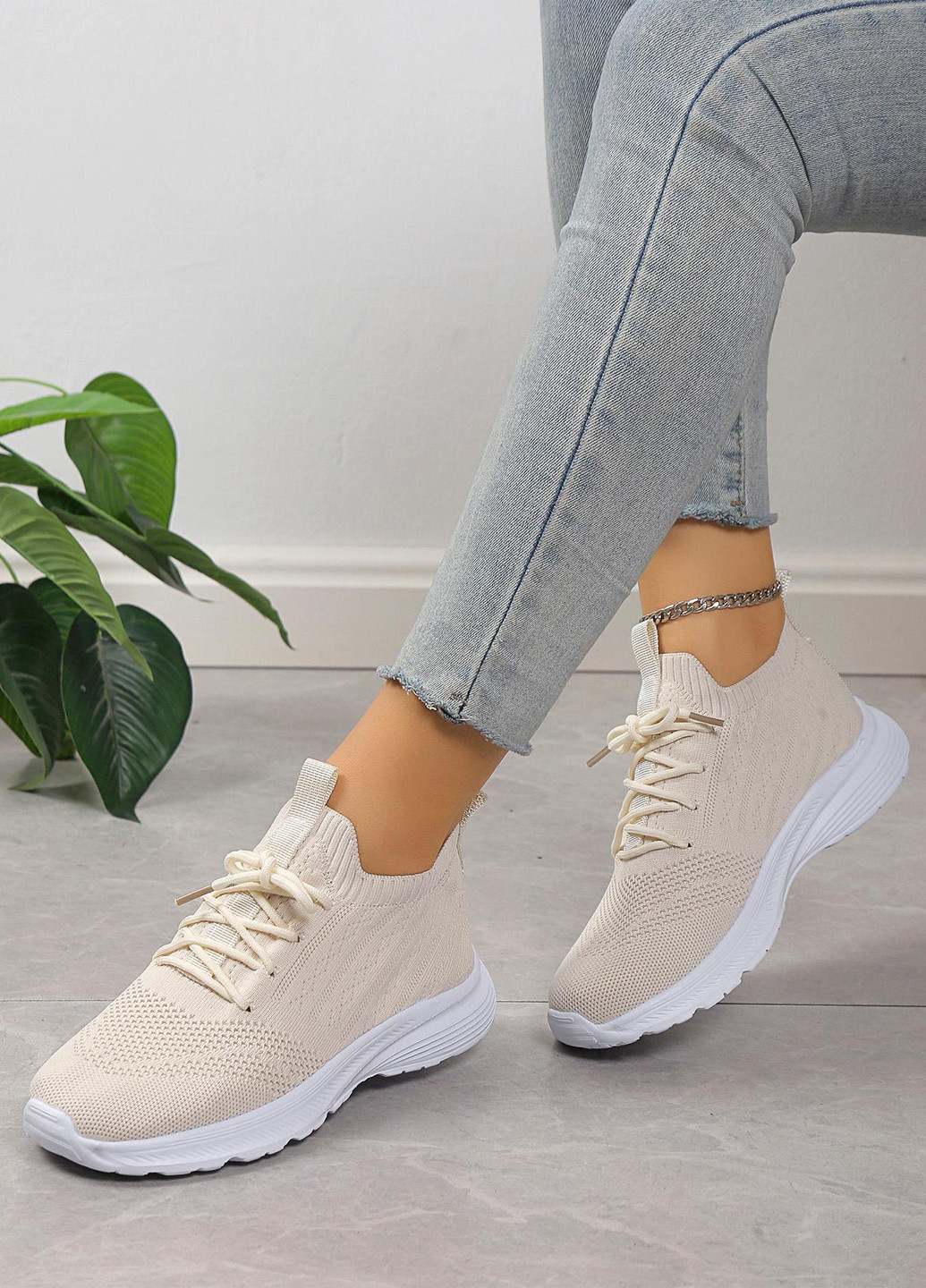 Кроссовки SHEIN бежевые демисезоны (365957446)