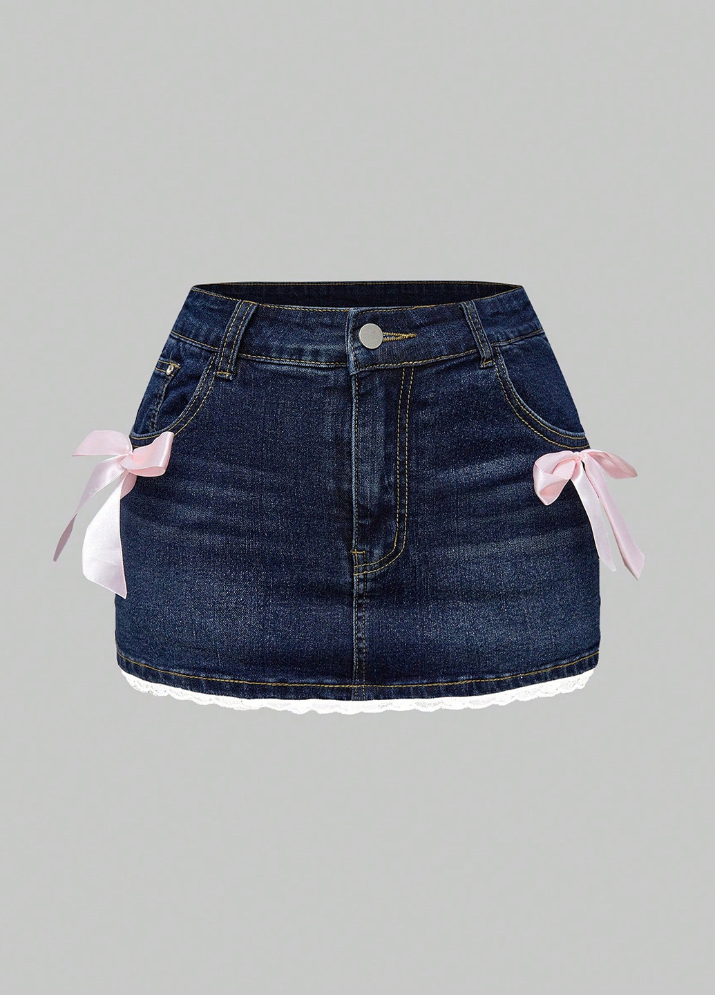 Синяя джинсовая, кэжуал однотонная юбка SHEIN а-силуэта (трапеция)