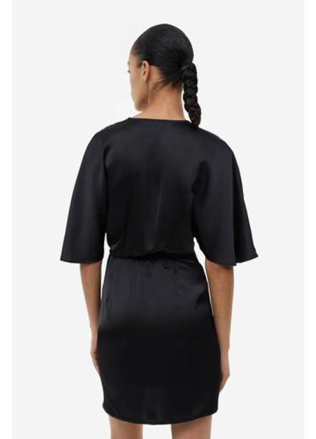 Чорна коктейльна, кежуал сукня на запах H&M однотонна