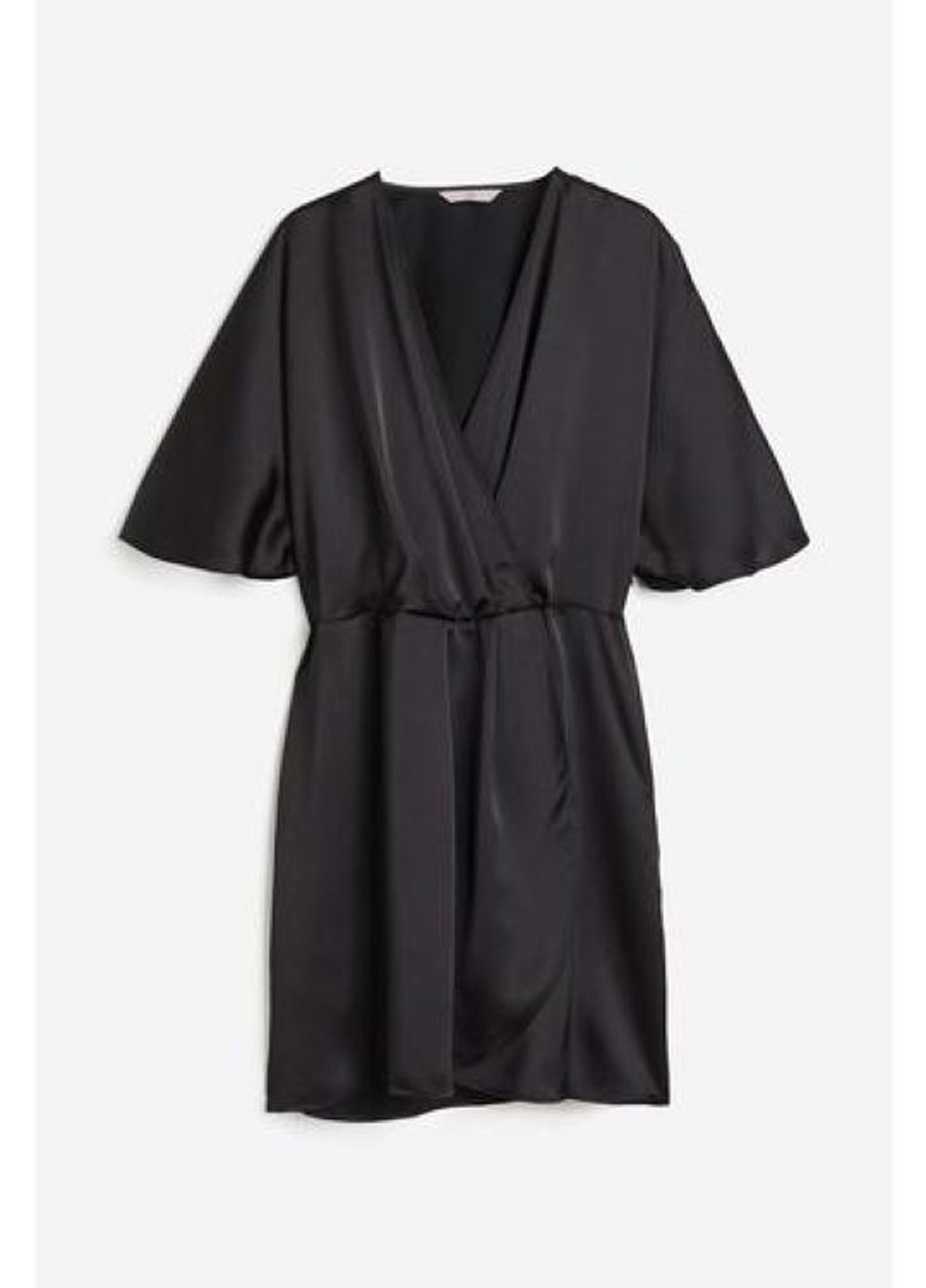 Чорна коктейльна, кежуал сукня на запах H&M однотонна