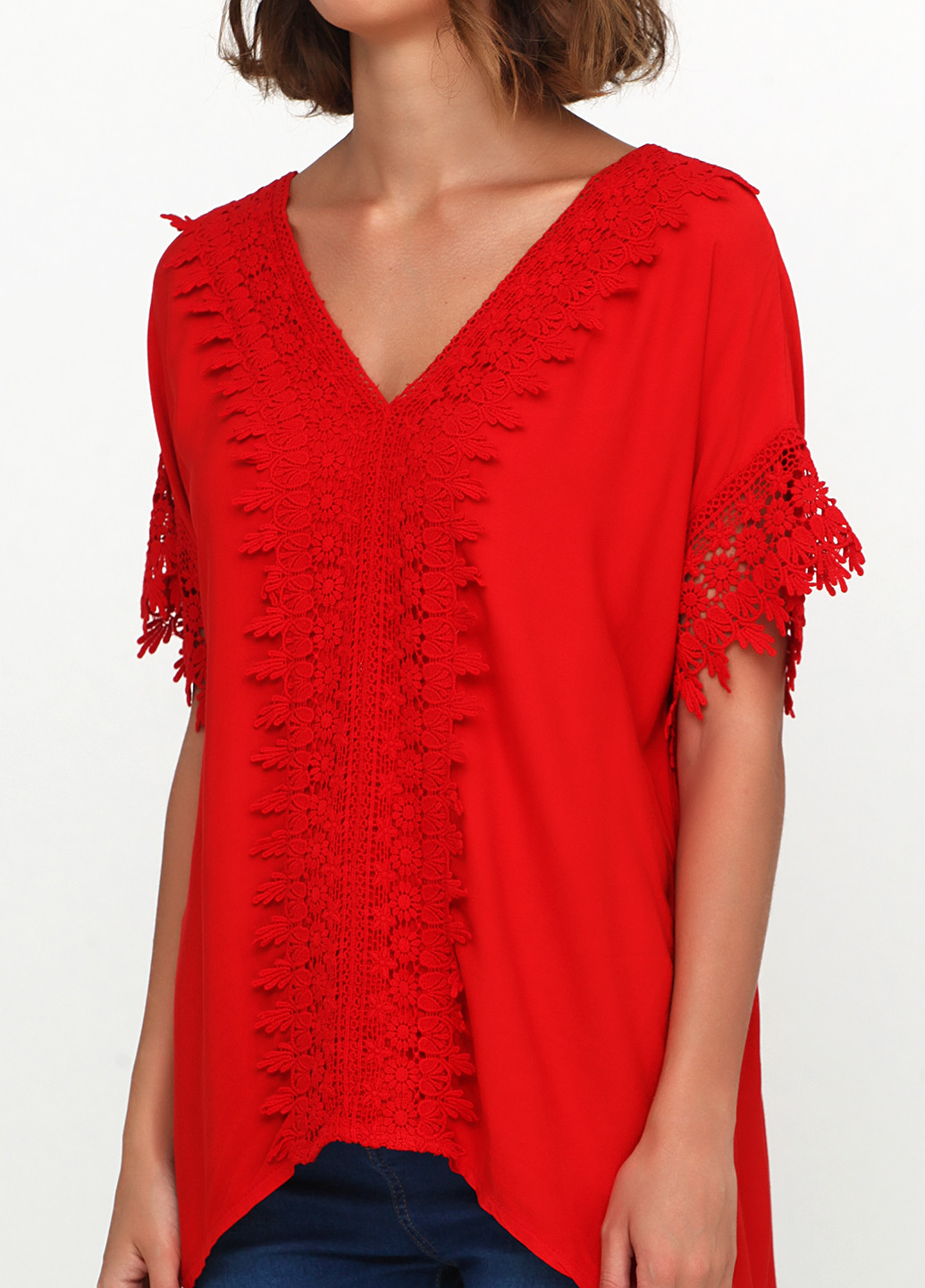 Красная летняя блуза Moda in Italy