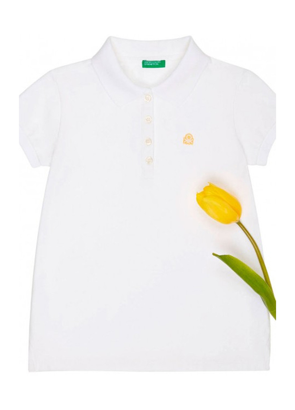Белая детская футболка-поло United Colors of Benetton однотонная