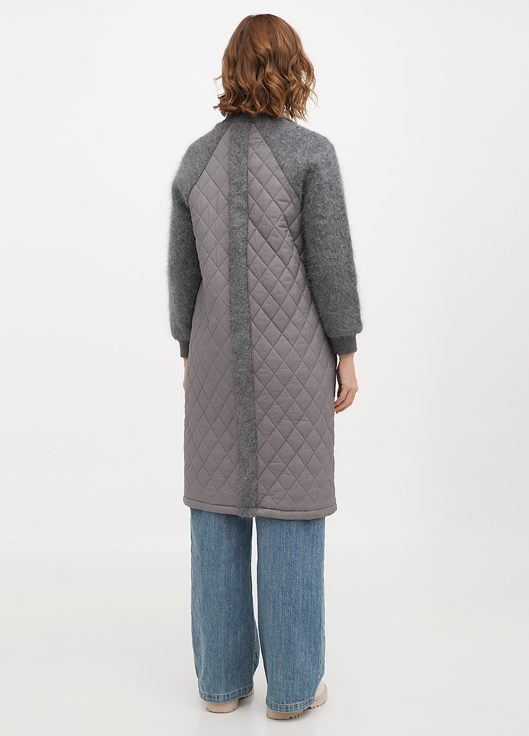 Сірий демісезонний Пуховик No Brand